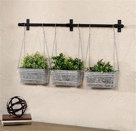 metal planter box hangers|decorative metal hanging planters.